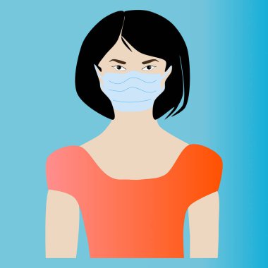 Covid 19 Salgını sırasında maske takan maskeli bir kadın.