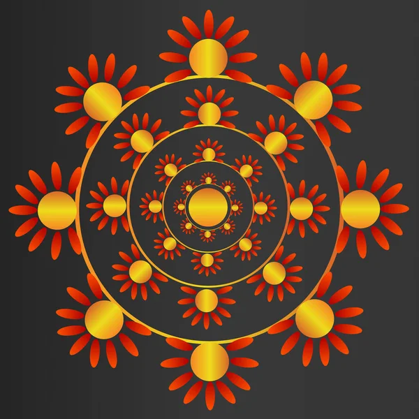 Oranje Bloemen Een Cirkel Grijze Achtergrond — Stockvector