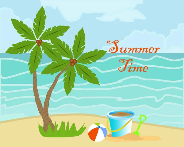 Καλοκαιρινές Διακοπές Καλοκαίρι Παραλία Αφίσα Διάνυσμα — Διανυσματικό Αρχείο