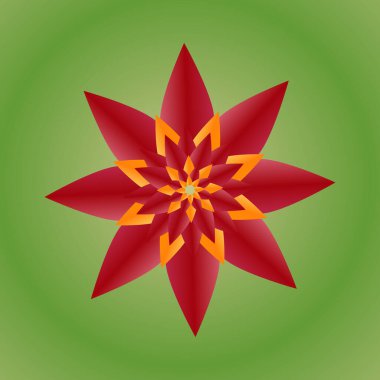 Geometrik soyut şablon arkaplanı kırmızı ve sarı ile yeşil arkaplan üzerinde.