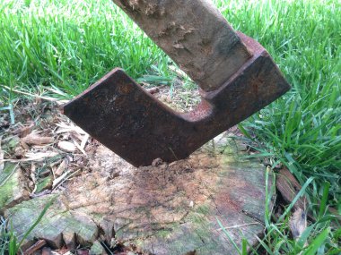 Ahşap üzerine balta