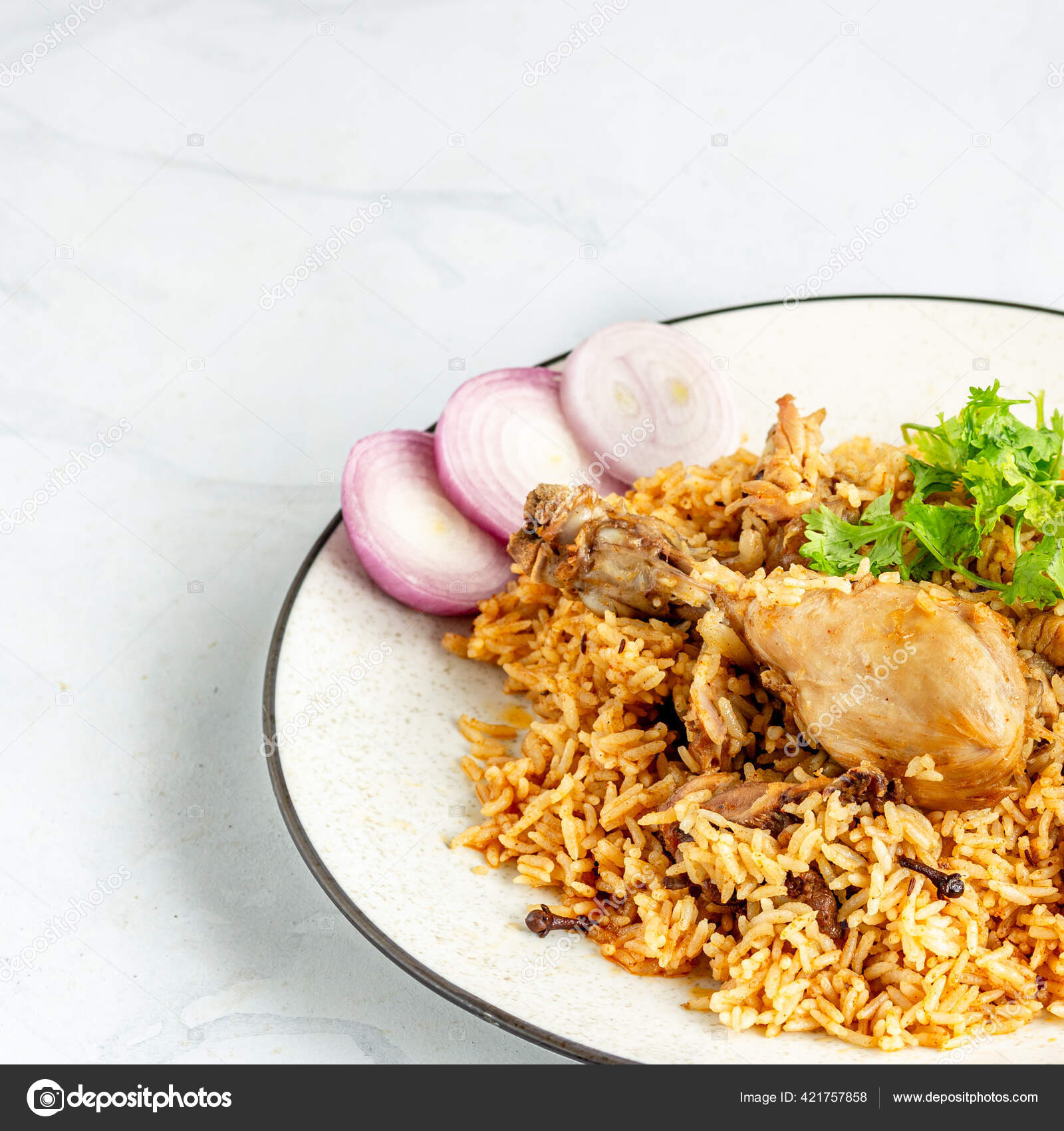 Indian One Pot Chicken Rice Indian Style Chicken Pilaf Sqaure Stock