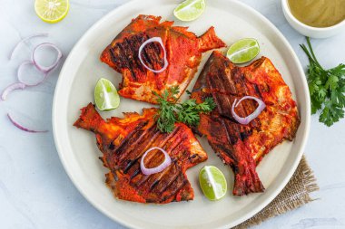 Tandır Balığı / Izgara Balık, Balık Aperatifi Üstten Kapak Yakından Fotoğraf