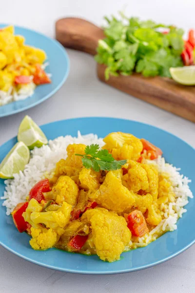 Curry Vegetal Vegano Tailandés Sobre Fondo Blanco Curry Pepita Con — Foto de Stock