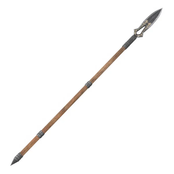 Long spear, weapon, on an isolated white background. 3d illustration — Stock Photo, Image