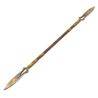 Uzun mızrak, silah, izole edilmiş beyaz bir arka plan. 3d illüstrasyon