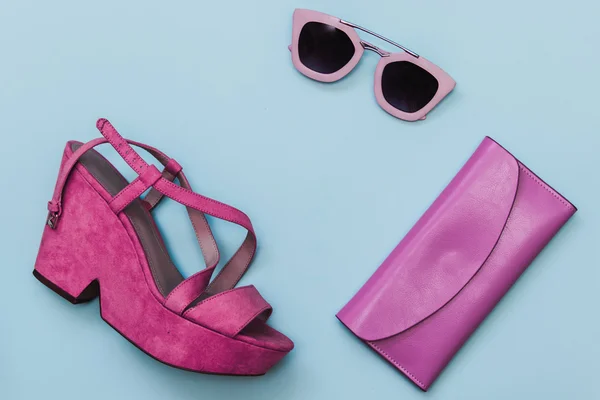 shoes with sunglasses and purse