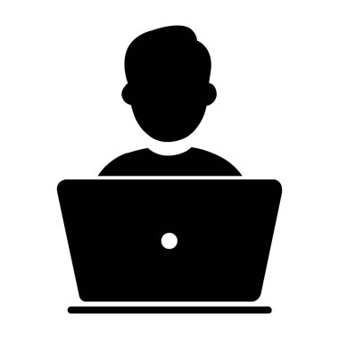 Kullanıcı ile laptop - vektör biçimi