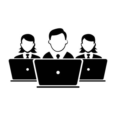 Kullanıcı ile laptop - vektör biçimi