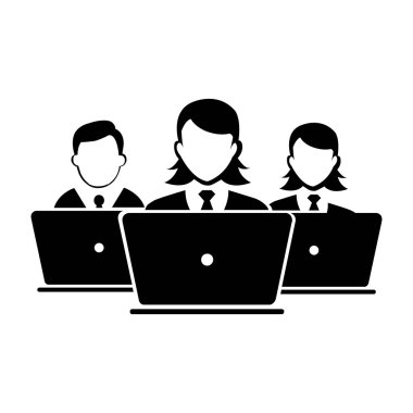 Kullanıcı ile laptop - vektör biçimi