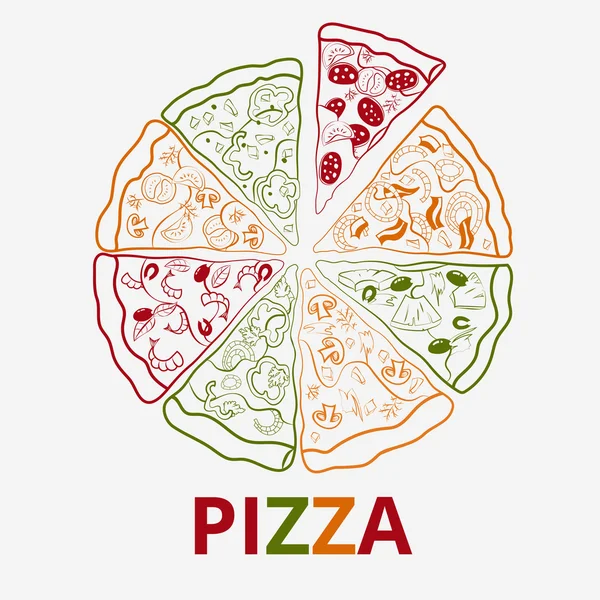 Vektör kontur pizza.