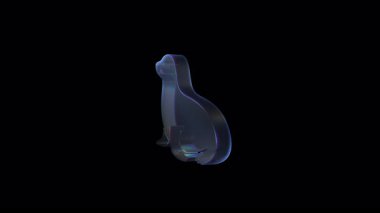 Glass seal rendering spinning smoothly against dark backdrop, showcasing transparent holographic digital animation with elegant motion and reflective qualities