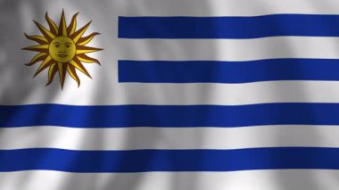 Six instances of the uruguayan flag waving gently, creating a sense of patriotism and national identity