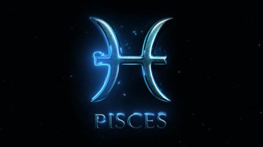 Animated pisces zodiac sign with glowing blue particles, perfect for astrology themed projects