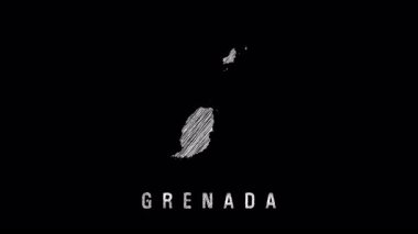 Animated scribble map of grenada on a black background with the name of the country appearing below