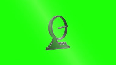 Yeşil ekran arka planında dönen metalik radar çanağı, birleştirme ve görsel efektler için ideal