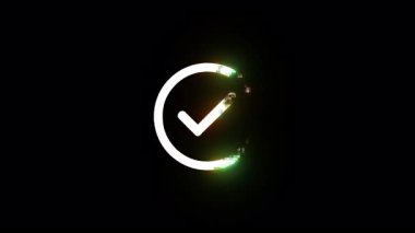 Canlandırılmış yükleme çubuğu, siyah arkaplan üzerindeki başarılı tamamlamayı sembolize eden bir kontrol işaretine dönüşüyor