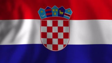 Hırvat ulusal bayrağı nazikçe dalgalanan, tarafsız arka plana karşı gösterişli, pürüzsüz, pürüzsüz dalgalanan hareketli bir vatanseverlik sembolü