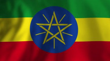 Etiyopya ulusal bayrakları, tarafsız arkaplan karşısında zarif, gerçekçi bir animasyonla, ulusal gurur ve kimliğin vatansever sembolünü sergiliyor.