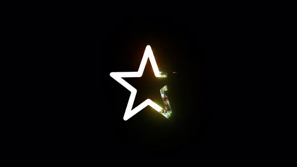 Номер семь преобразуется в форму звезды с глюком и цифровыми эффектами искажения на черном фоне