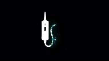 Minimalist beyaz elektrik test ikonu yavaş yavaş karanlık zemine karşı ortaya çıkıyor, profesyonel elektrik ölçüm ve test teknolojisini sembolize ediyor