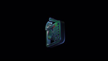 Holografik radyo simgesi karanlık arkaplan üzerinde dönüyor ve dönüyor, gelecekteki yanardöner tasarım elementi ile klasik iletişim teknolojisini sunuyor