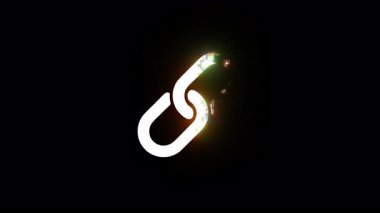 Renkli piksellerden oluşan ve siyah arkaplanda renkli piksellere ayrılan beyaz hiper bağlantı simgesi