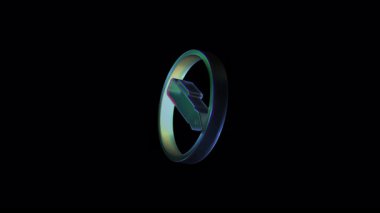 Kara zemin üzerinde bir çember içinde dönen holografik kalem ucu, yazma, tasarım ve sanatla ilgili yaratıcı projeler için mükemmel