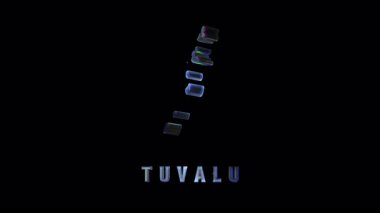 Cam parçaları Güney Pasifik Adaları 'nın coğrafi özünü temsil eden katıksız kara zemin üzerindeki tuvalu takımadalarını topluyor ve şekillendiriyor.