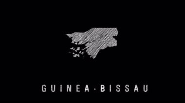 Kelime haritası animasyonu Gine Bissaus coğrafi sınırlarını ve siyasi bölgeleri resmediyor ve ulusal kartografik temsili vurguluyor
