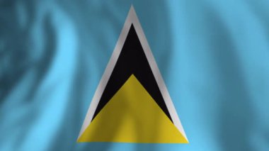 Saint Lucia Ulusal Bayrağı zarif bir şekilde hareket ediyor, canlı mavi, sarı, siyah ve beyaz renkler adaları temsil ediyor kültürel miras ve ulusal gurur.