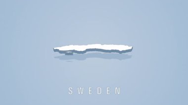 Açık mavi arkaplan üzerinde dönerek coğrafi özellikleri ve ulusal sınırları vurgulayan İsveçli beyaz 3d kartografik tasviri