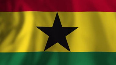 Ulusal gururu, kültürel kimliği ve sembolik birliği temsil eden birden fazla ghanaian bayrakları sallıyor. Kırmızı, sarı, yeşil ve siyah renkler arasında.