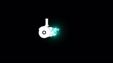 Beyaz açı öğütücü siyah arkaplan üzerinde görünür ve kaybolur dijital arıza efekti ile, inşaat veya diy videolar için ideal