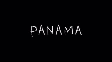 Tebeşir stili animasyon tipografisi panama adı ve kısaltma pa, düz hareket grafik tasarımı ile beyaz harfleri koyu arkaplan karşı ortaya çıkarır