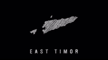 Minimalist siyah arkaplana karşı ortaya çıkan Doğu Timor 'un ayrıntılı haritasının çizilmesi, coğrafi sınırları ve ulusal bölgeyi temiz grafik tasarım yaklaşımıyla vurgulamak