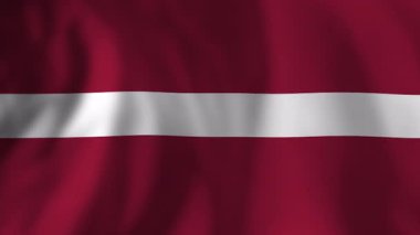 Letonya bayrağı sallanıyor. İpeksi kumaş dokusunda beyaz renkleri ve karmini olan Letonya bayrağının gerçekçi animasyonu