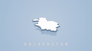 Kazakistan 'ın minimalist 3D animasyonu şekil değiştirme ve dönüşüm haritası. Ülkenin temiz siyasi ve coğrafi temsili