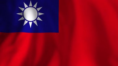 Rüzgarda sallanan Tayvan 'ın gerçekçi ulusal bayrağı. Ayrıntılı kumaş dokusu ve vatanseverliği ve ülkeyi temsil eden kusursuz döngü animasyonu