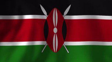 Kenya 'nın gerçekçi ulusal bayrağı rüzgarda hafifçe sallanıyor. Kenya ülkesini ve kültürünü temsil eden detaylı ve vatansever bir geçmiş.