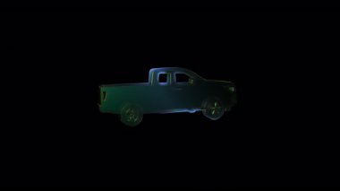 Bileşenlerinden cisimlenen bir kamyonetin dijital animasyonu. Gelecekteki otomotiv konsepti araç montaj ve mühendisliği