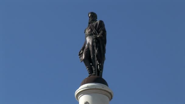 Lisbon City Plaza statua — Wideo stockowe