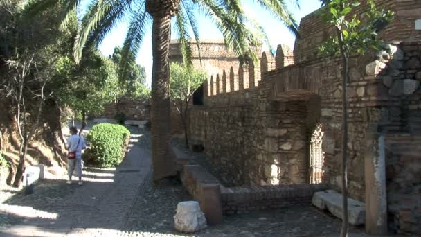 Alcazaba dziedziniec w Malaga — Wideo stockowe