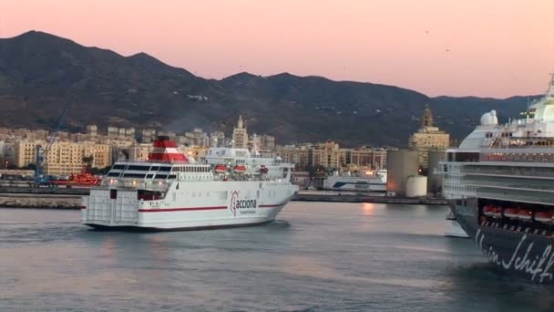 Pelabuhan Malaga di Spanyol — Stok Video