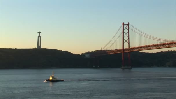 Lisbon Golden Gate Bridge — Stock Video