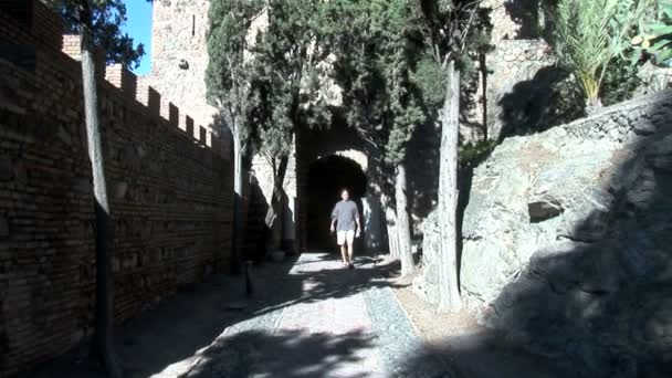 Alcazaba festung in malaga — Stockvideo