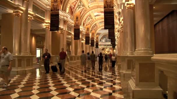 Hall in Venetiaanse hotel in Las Vegas — Stockvideo