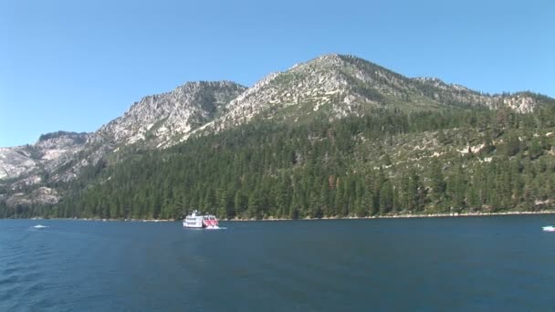 Paddlewheeler boat on Lake Tahoe — Stock Video
