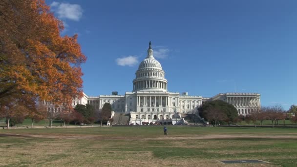 Капитолий днем в Вашингтоне . — стоковое видео