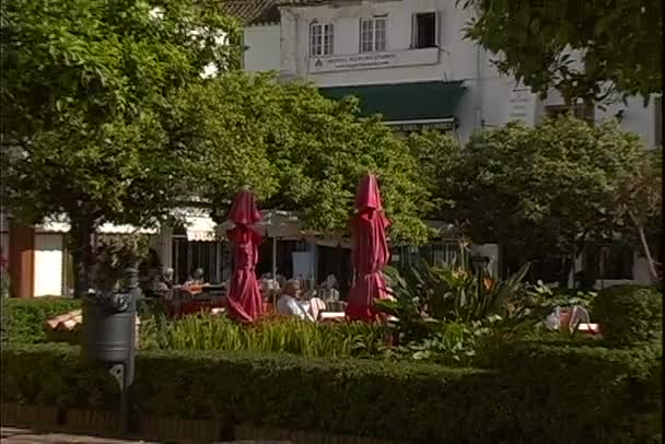 Les gens assis dans un café de rue — Video